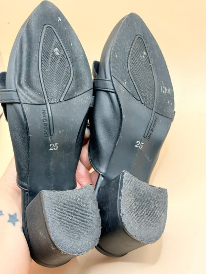 Mijily Black Ruffle Mule Heels – Size 25
