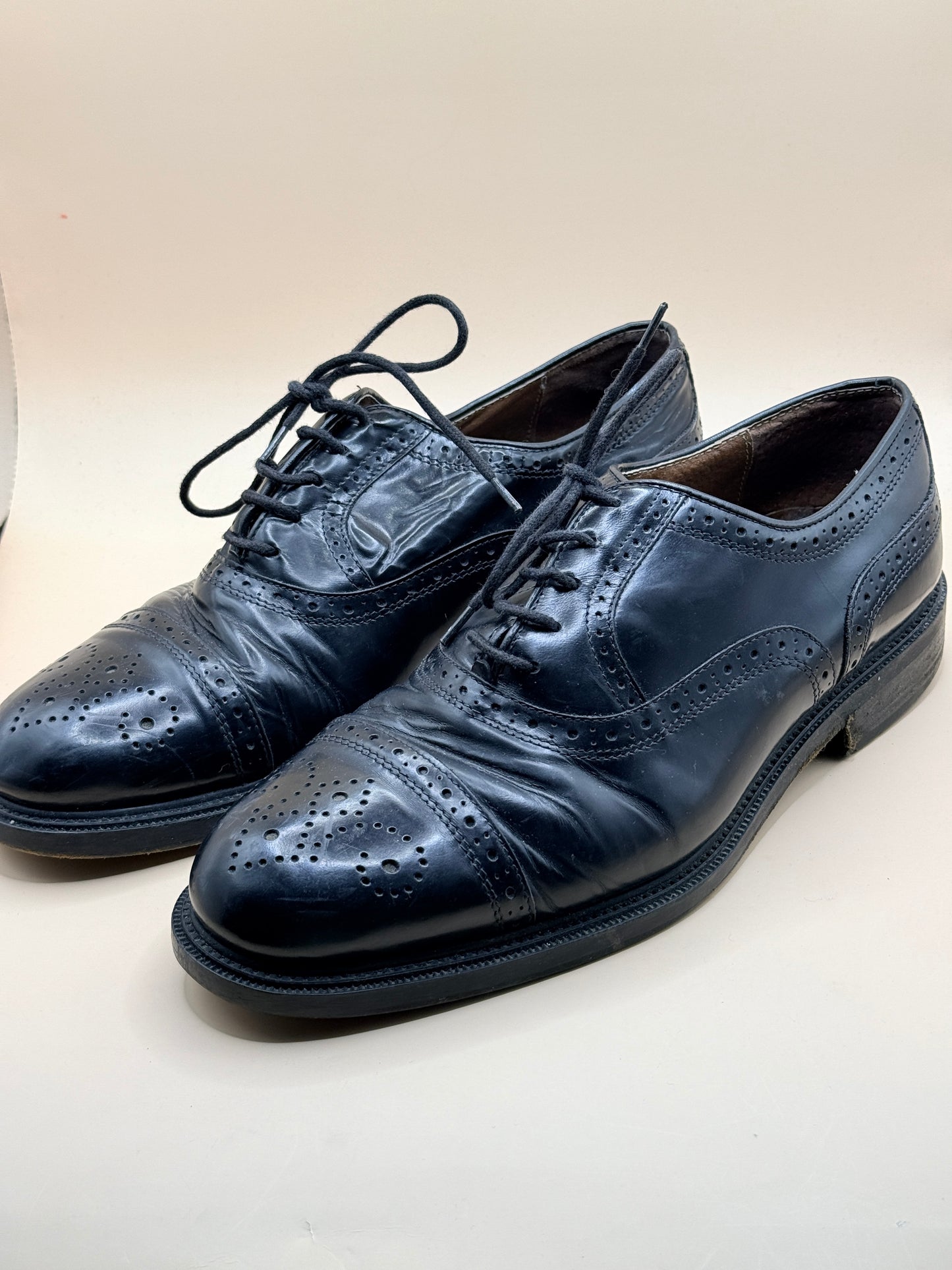 SENTERO Black Leather Brogue Oxford Shoes - 30cm sole