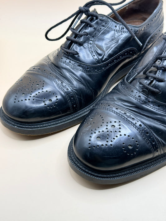 SENTERO Black Leather Brogue Oxford Shoes - 30cm sole