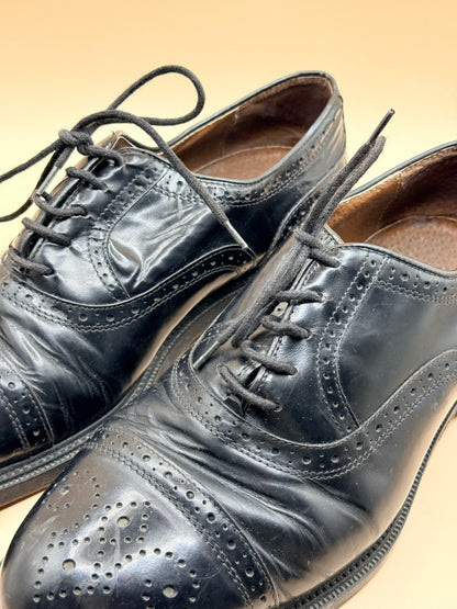 SENTERO Black Leather Brogue Oxford Shoes - 30cm sole