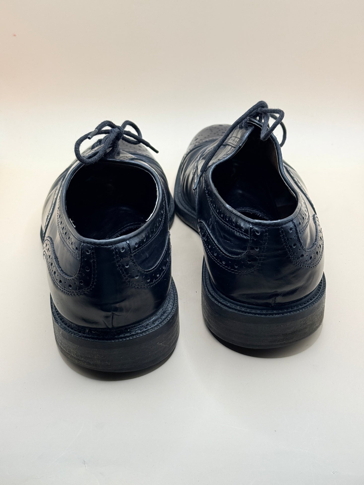 SENTERO Black Leather Brogue Oxford Shoes - 30cm sole