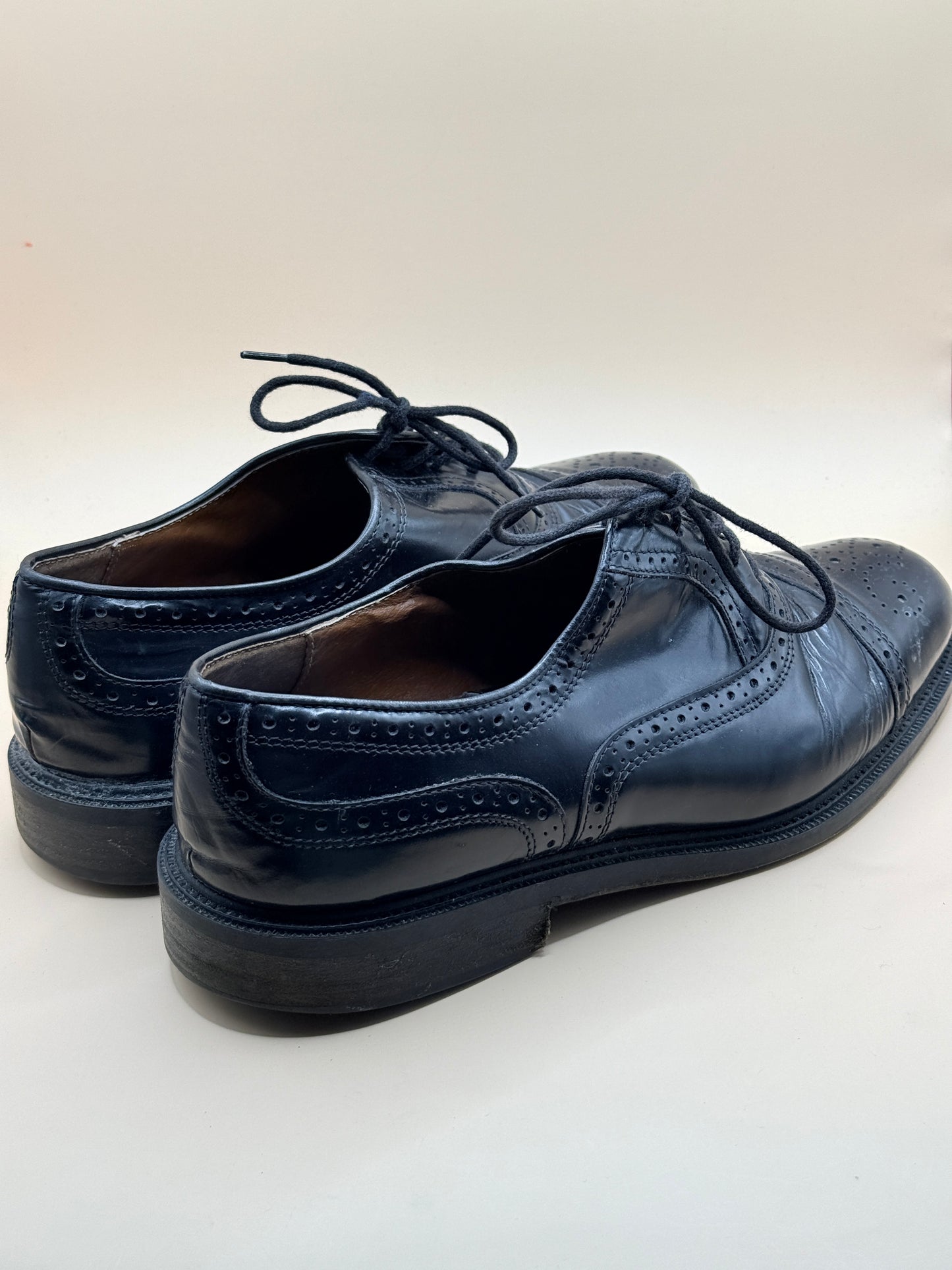 SENTERO Black Leather Brogue Oxford Shoes - 30cm sole