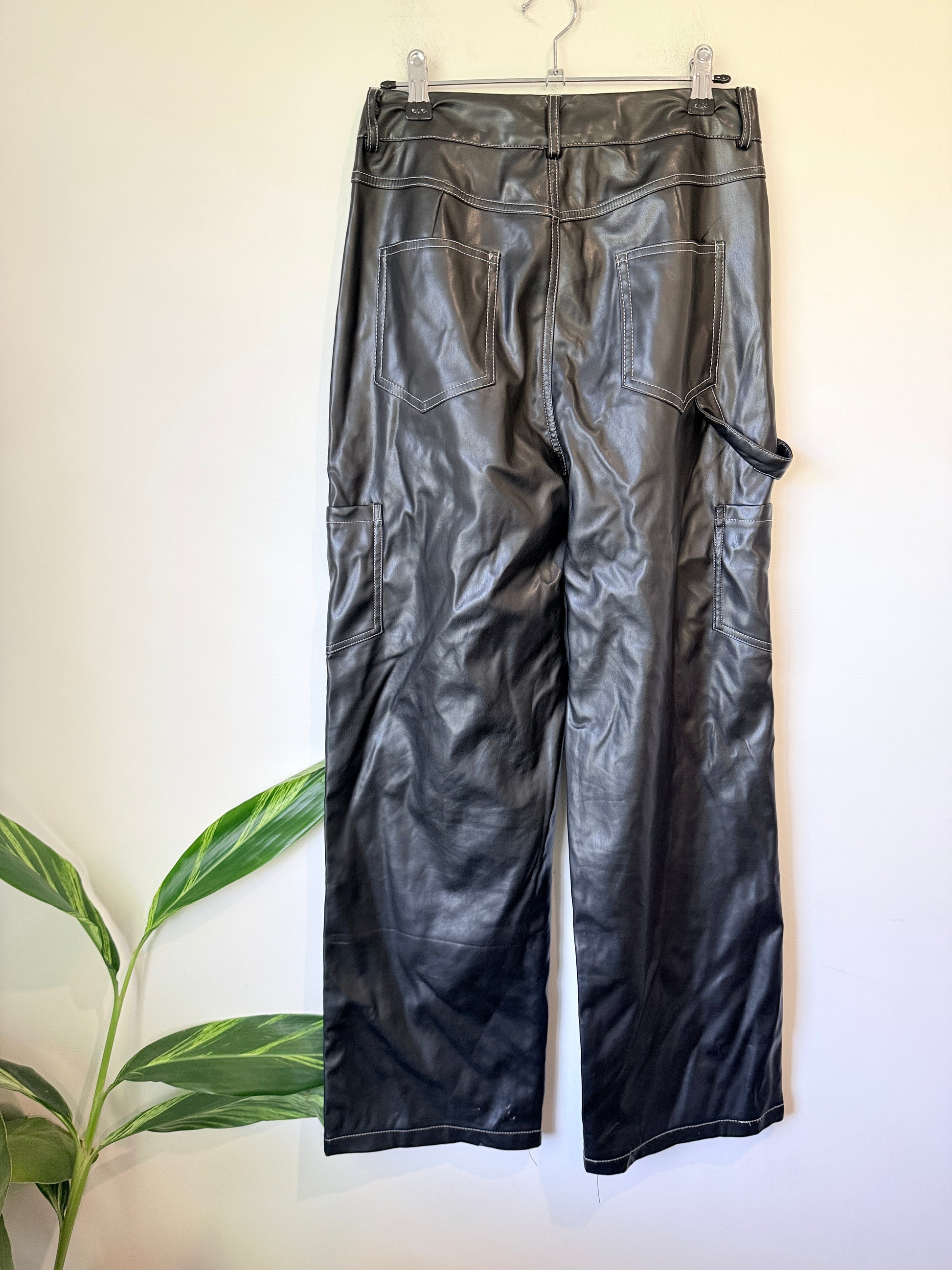 Valleygirl Faux Leather Cargo Pants Size 8