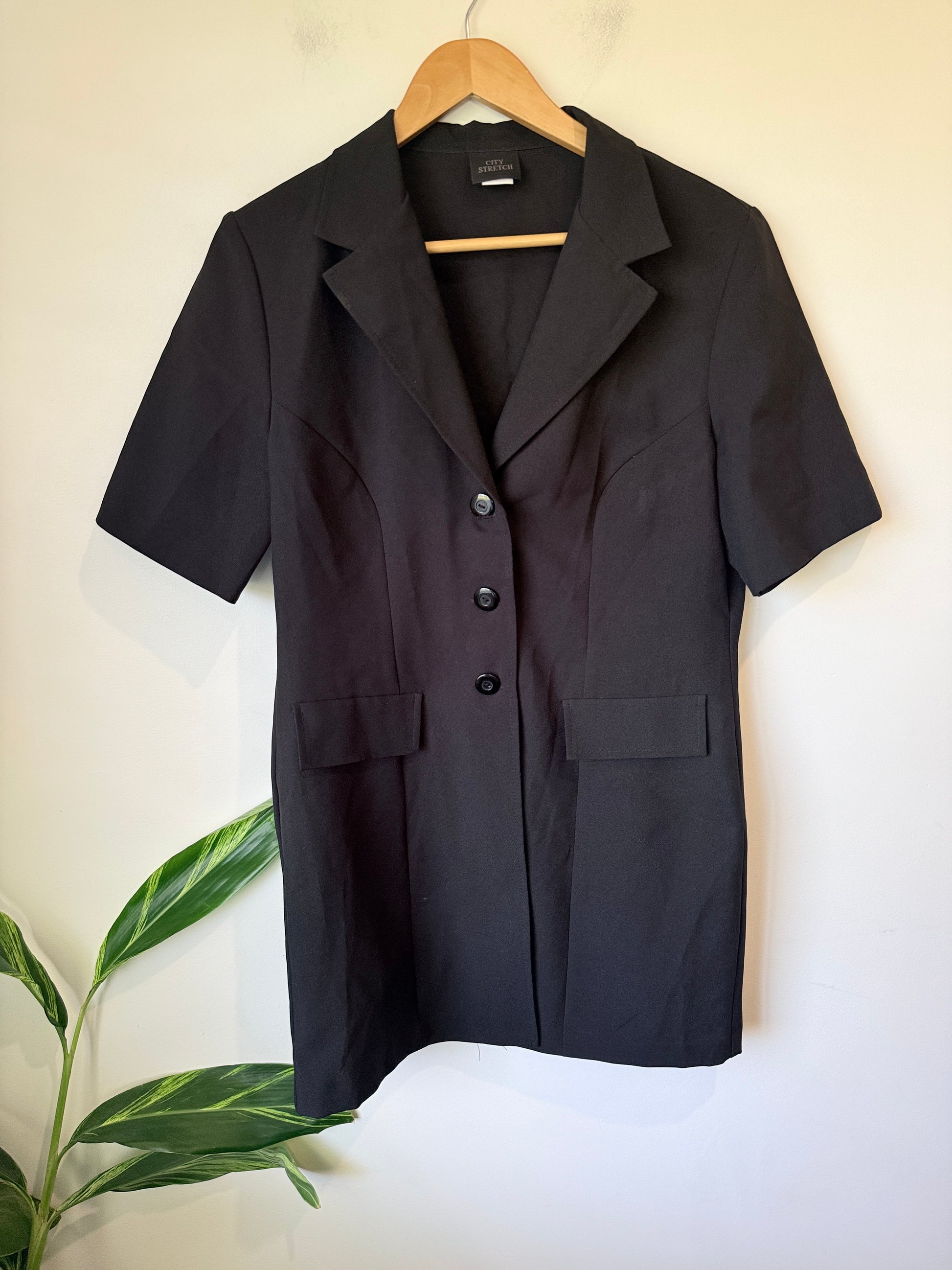 City Stretch Short Sleeve Black Blazer Size 14