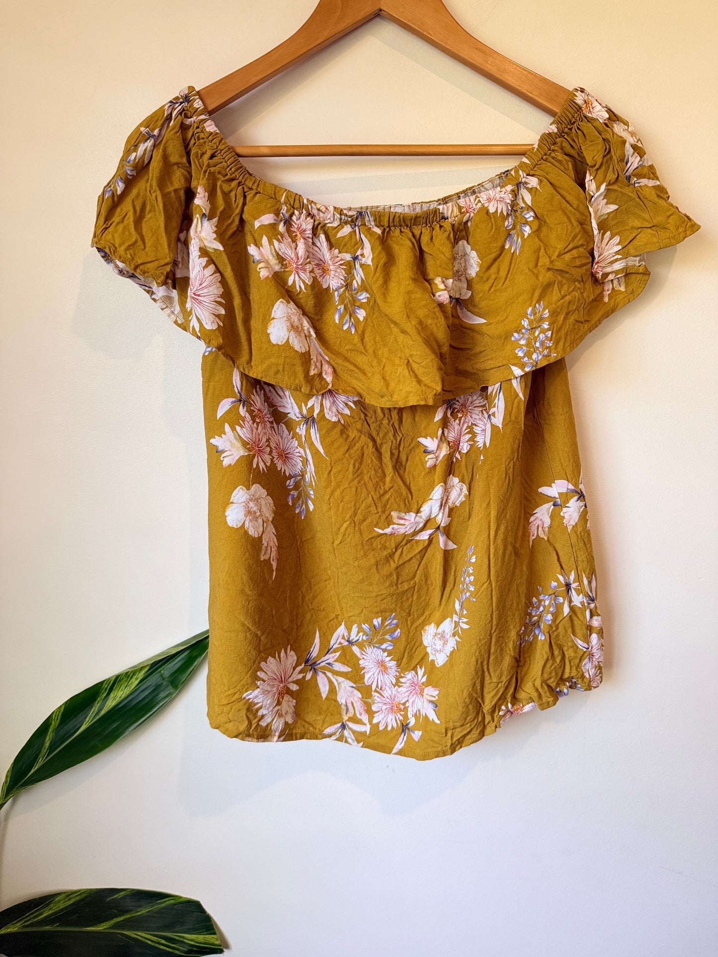 Anko Floral Print Off-the-shoulder Ruffle Top Size 14