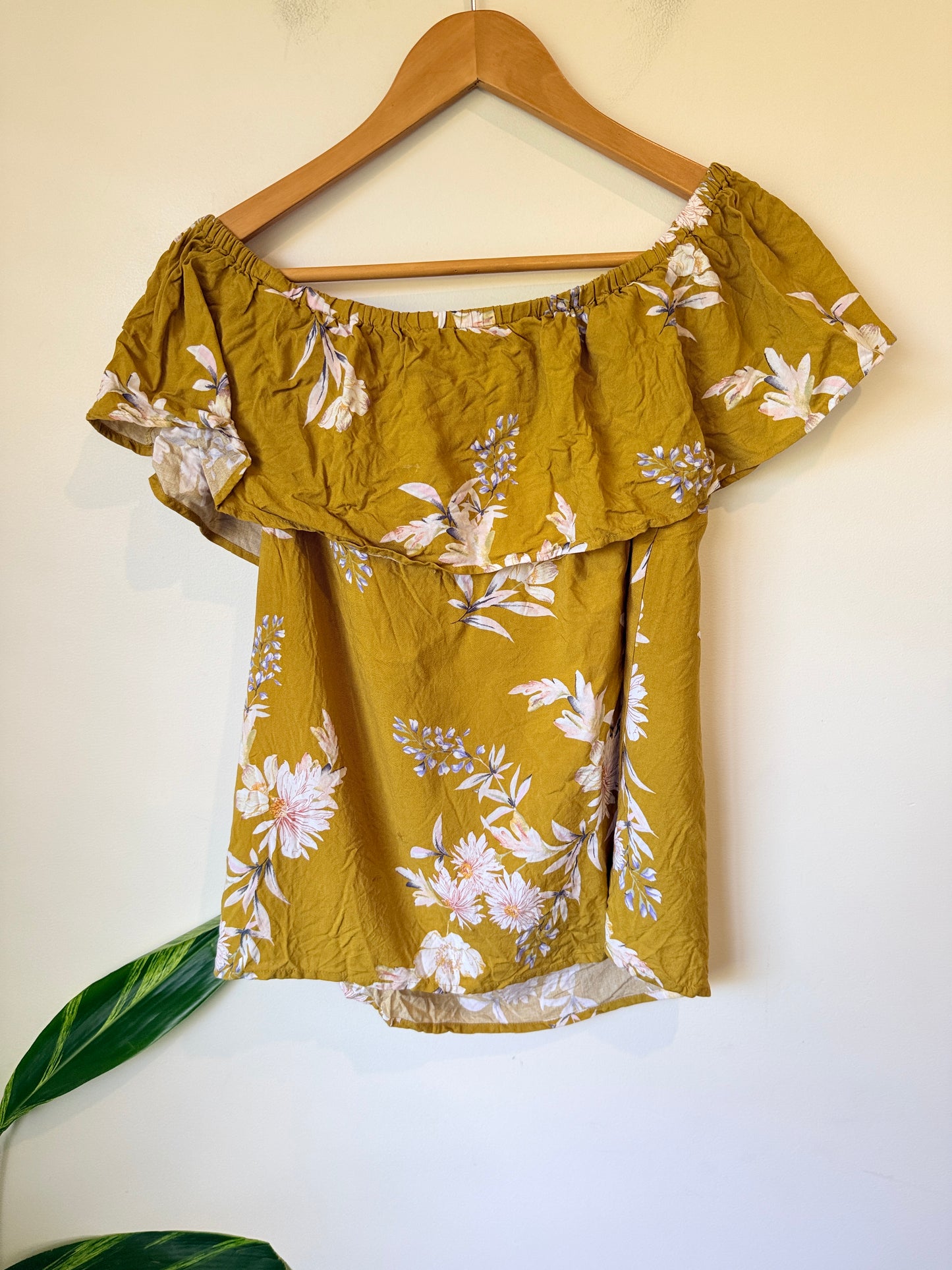 Anko Floral Print Off-the-shoulder Ruffle Top Size 14