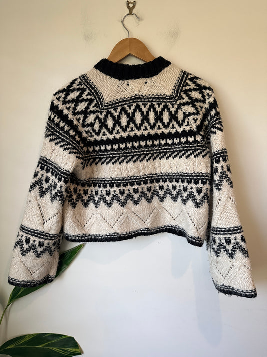H & M Jacquard-knit Cropped Sweater Size XS