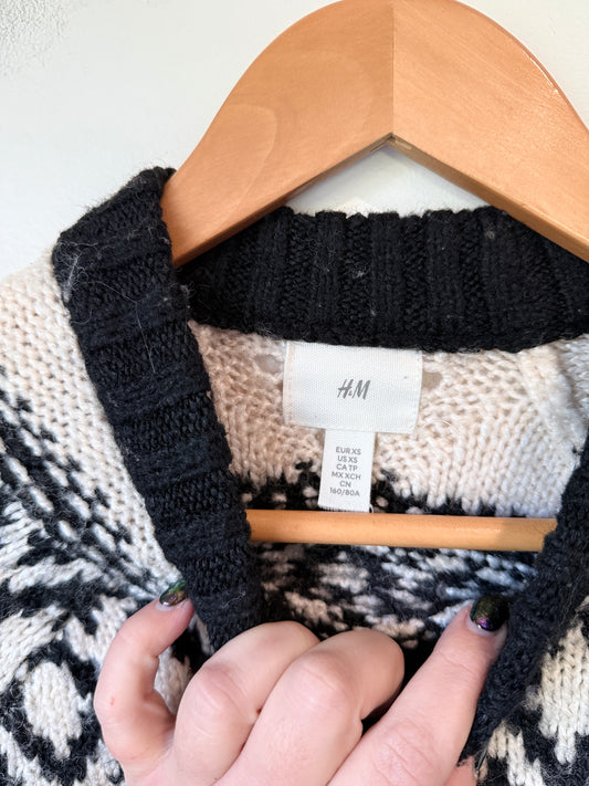H & M Jacquard-knit Cropped Sweater Size XS