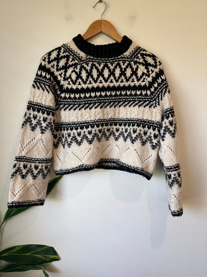 H & M Jacquard-knit Cropped Sweater Size XS