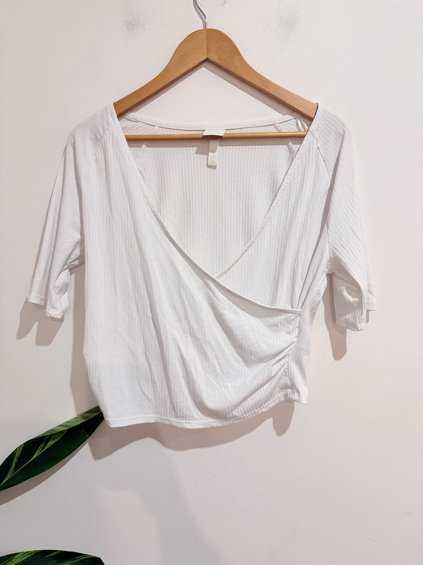 H & M Ribbed Wrap Crop Top Size L