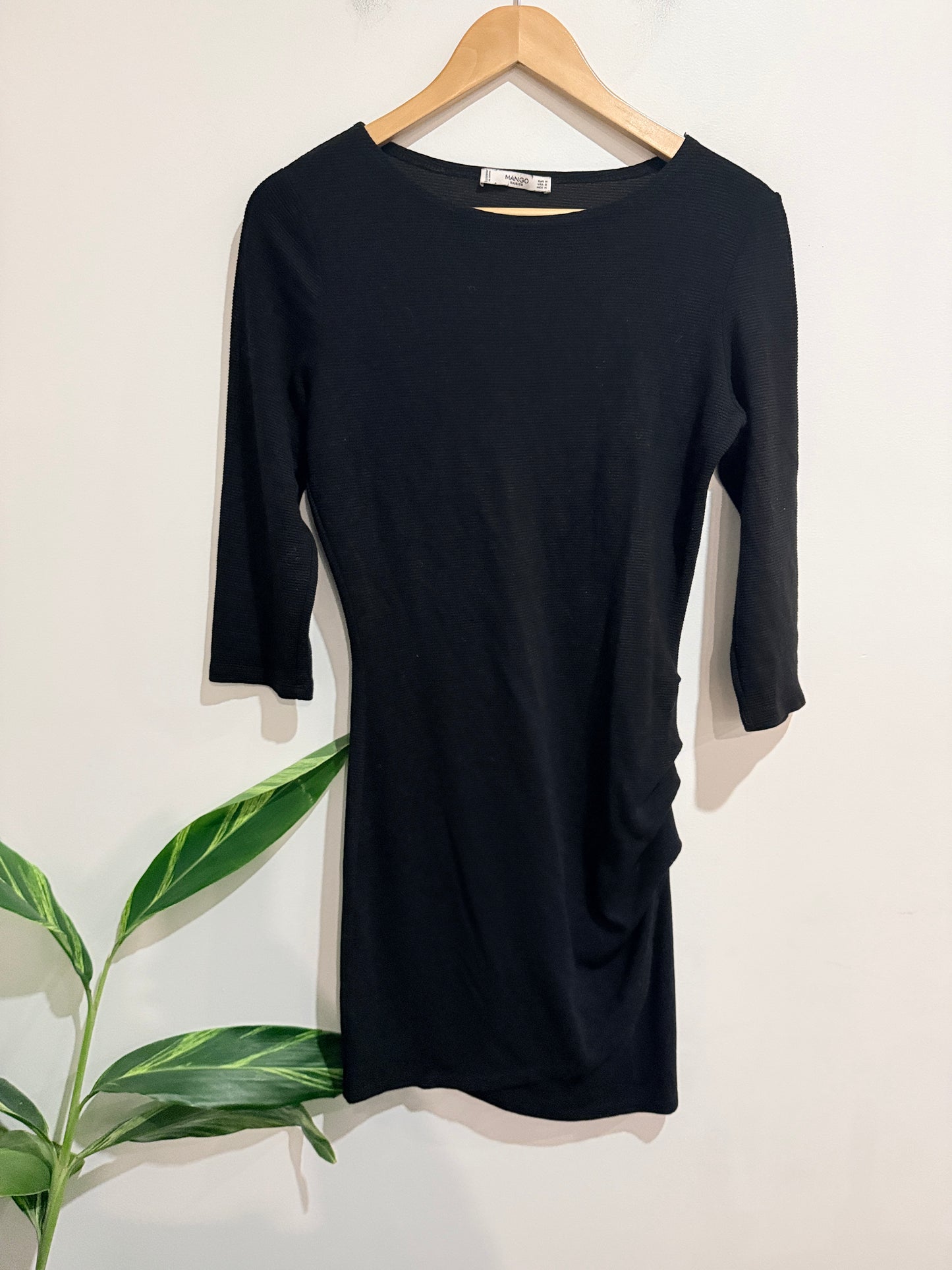 Mango Ruched Side Day Dress Size M