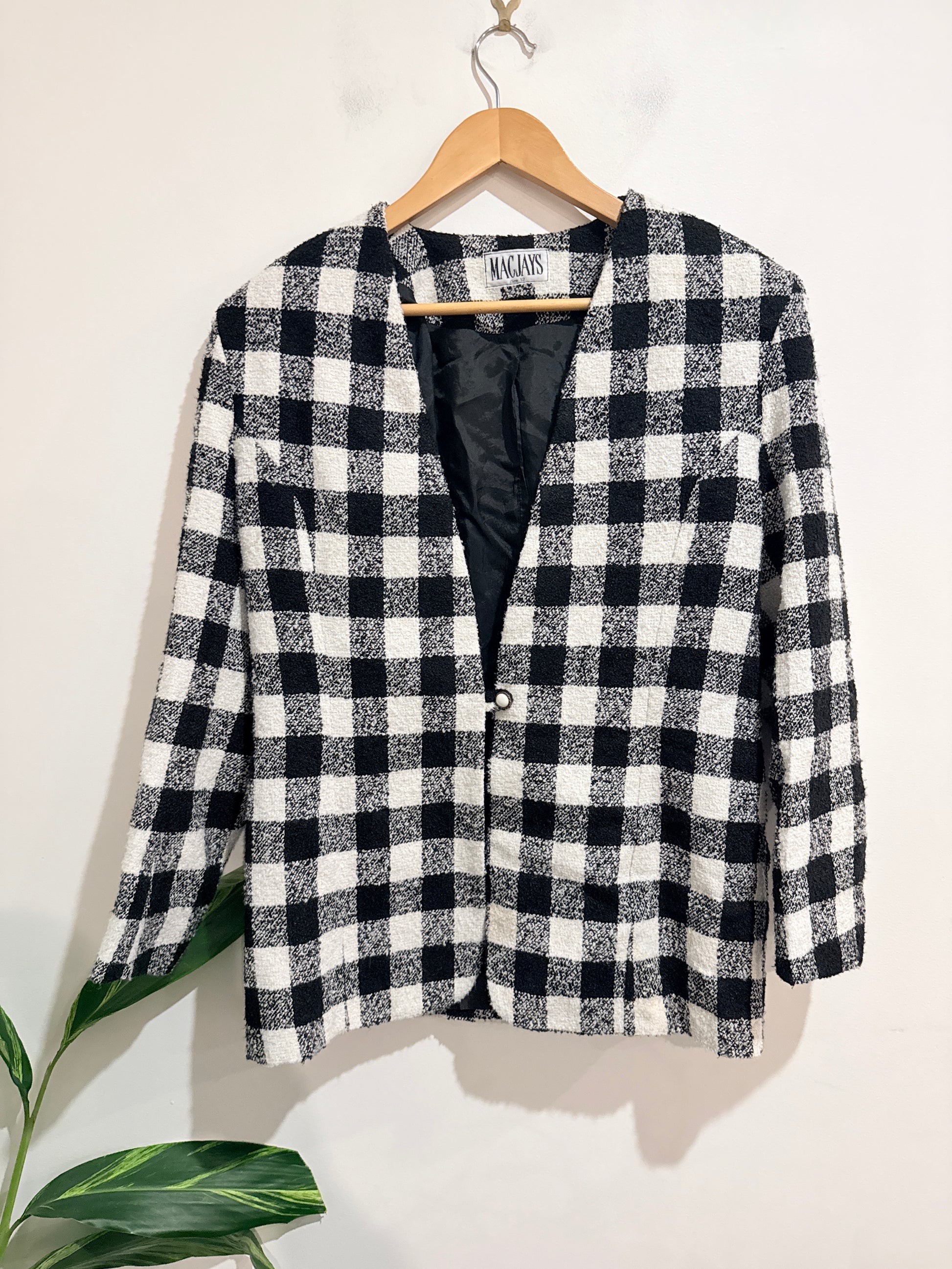 Macjays Patterned Tweed Blazer Jacket Size 12 | U/Arm to U/Arm 47cm