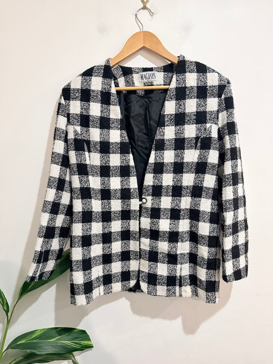 Macjays Patterned Tweed Blazer Jacket Size 12 | U/Arm to U/Arm 47cm