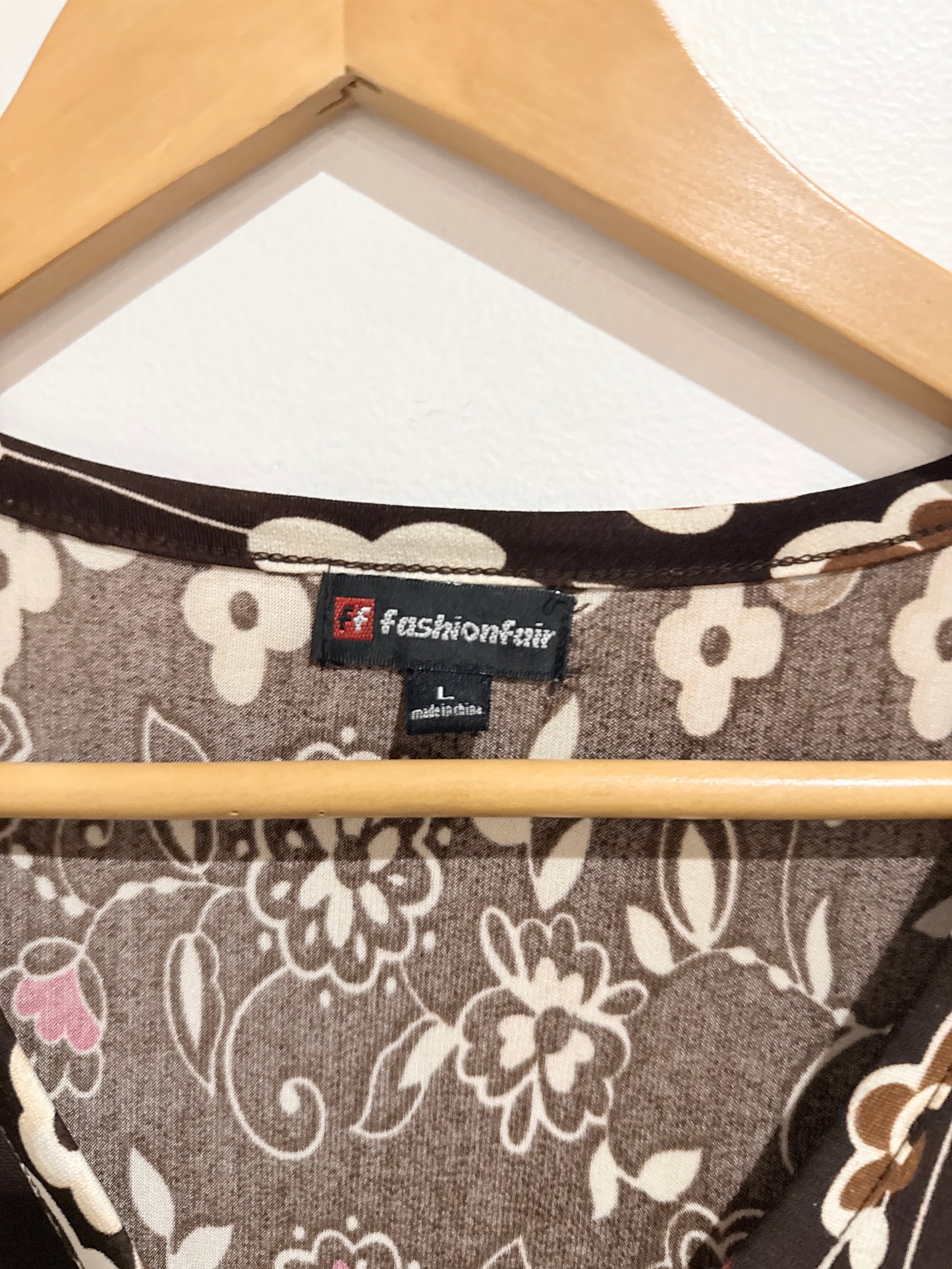 Fashion Fair Floral Print Puff Sleeve Top Size L