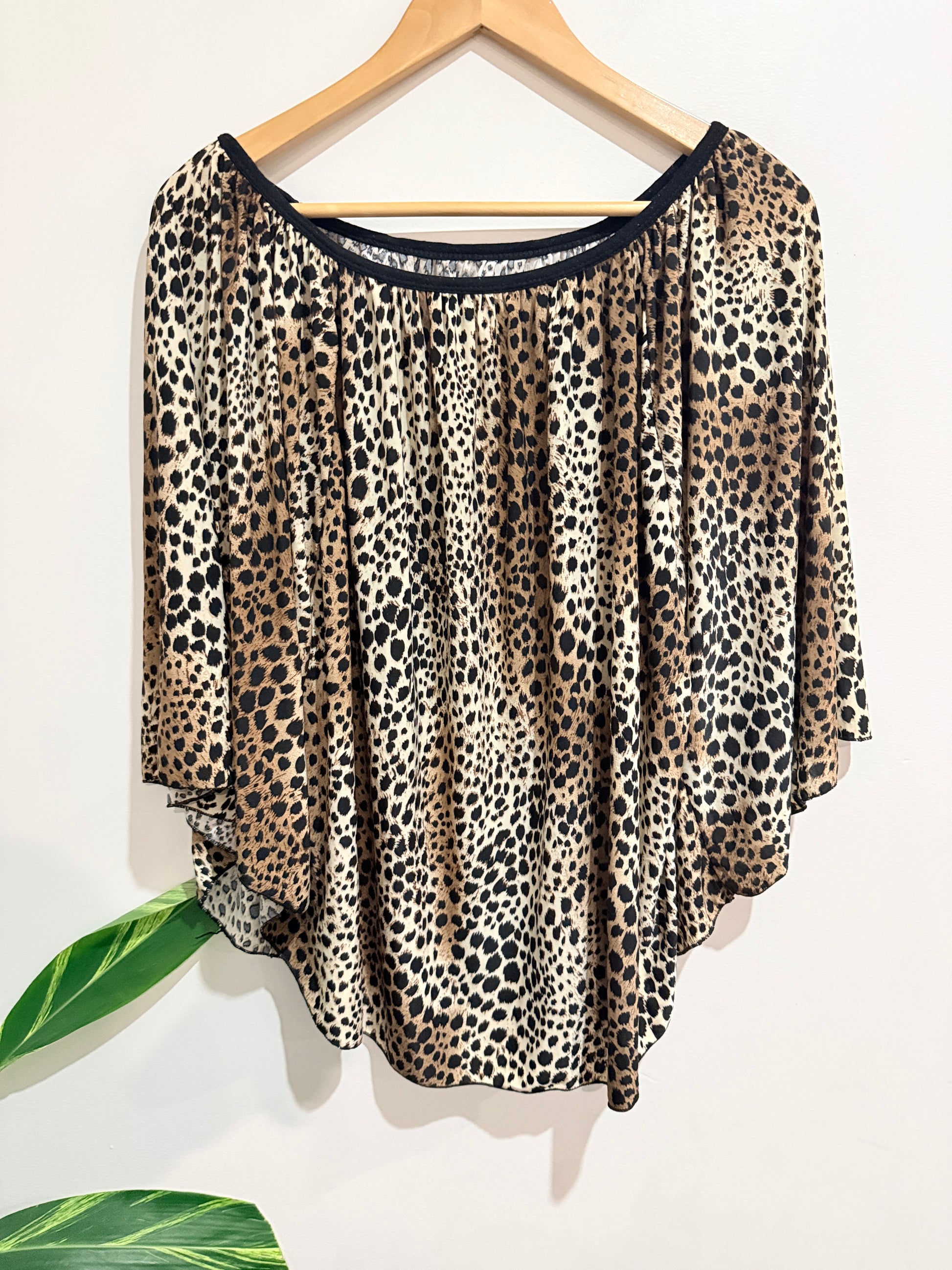 Animal Print Poncho Style Top