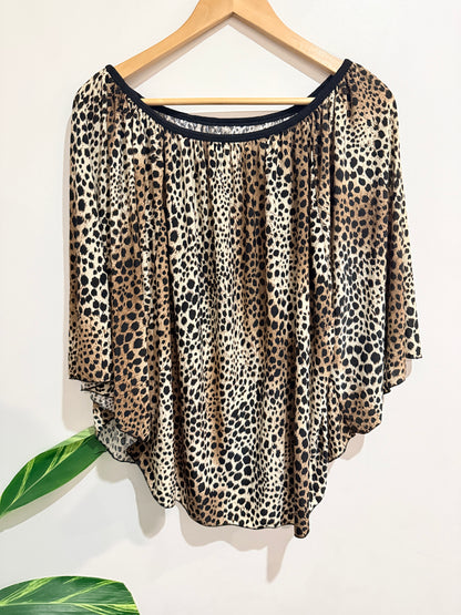 Animal Print Poncho Style Top