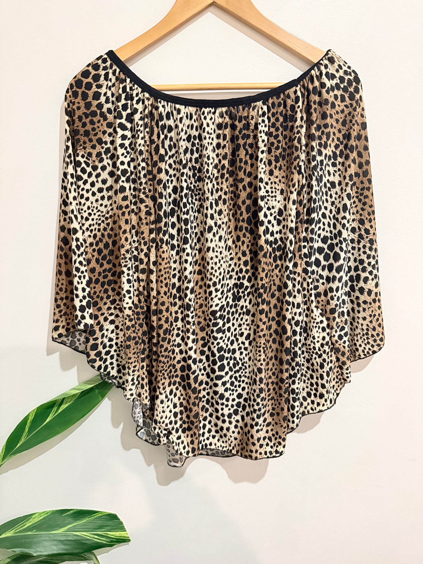 Animal Print Poncho Style Top