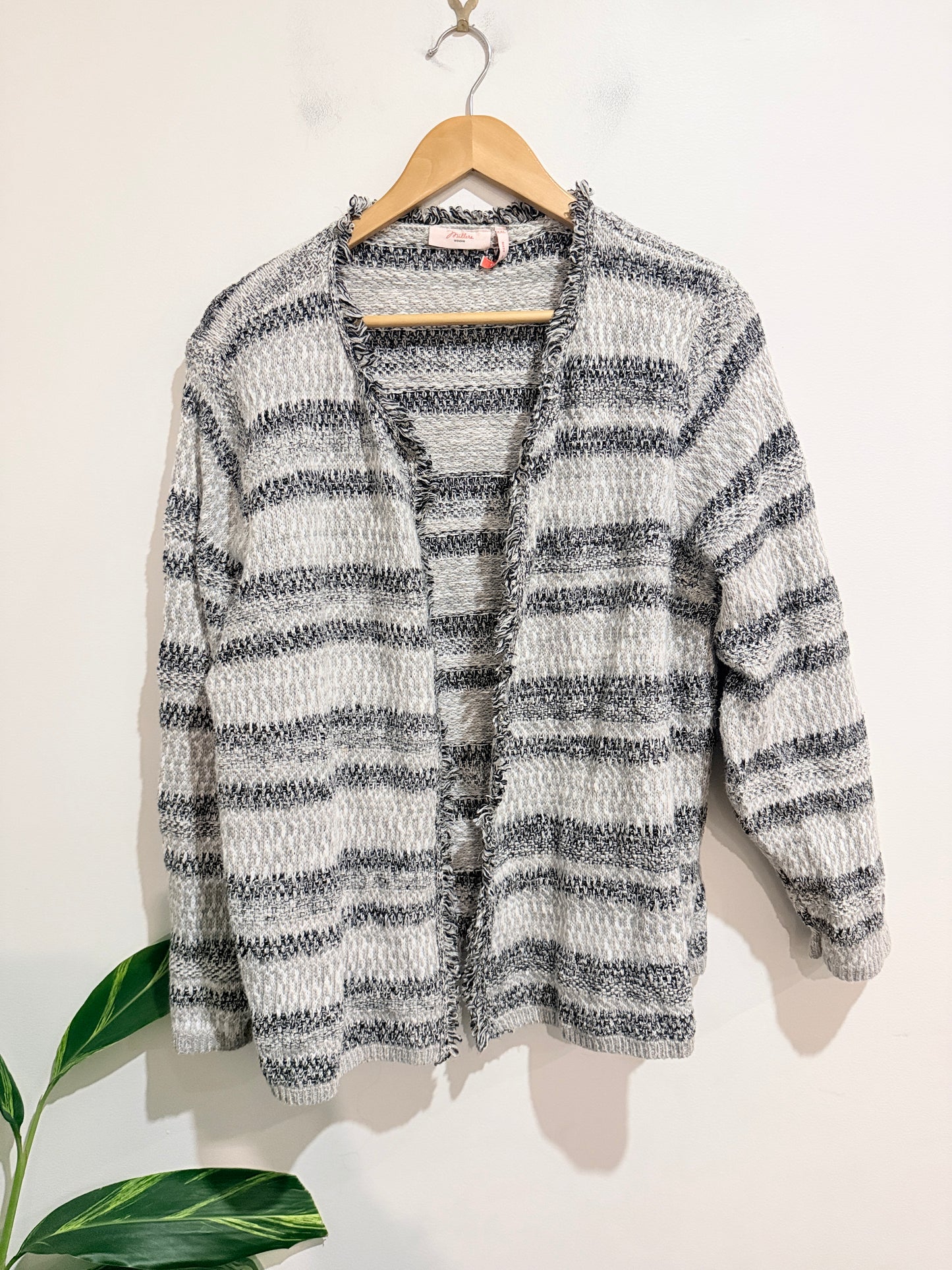 Miller Striped Textured Knit Open Cardigan Size XXL