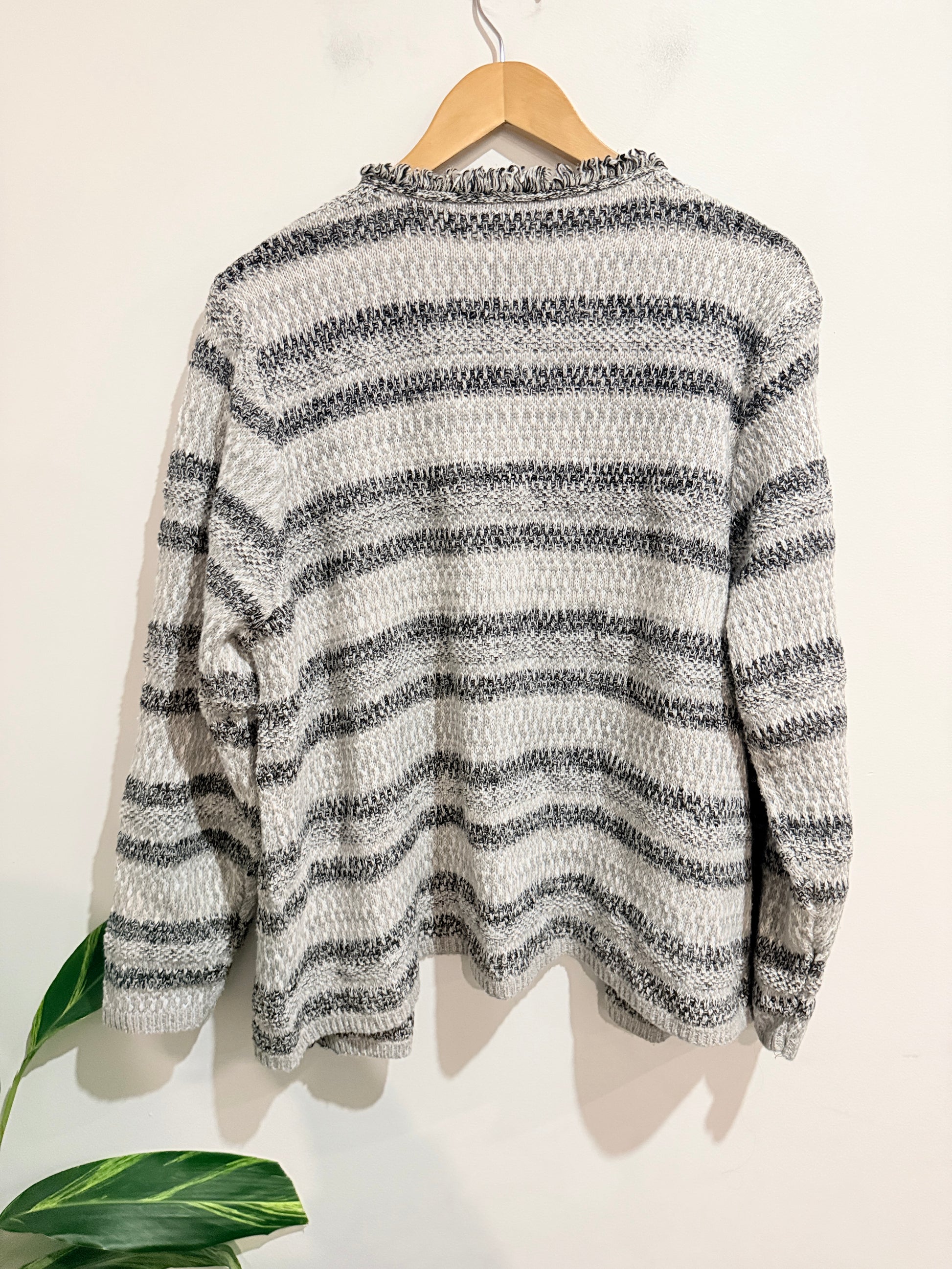 Miller Striped Textured Knit Open Cardigan Size XXL