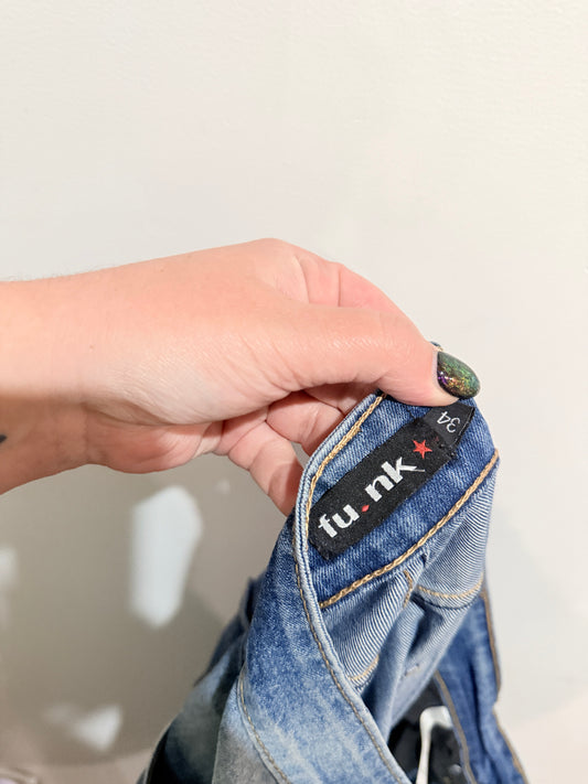 Funk Denim Bermuda Shorts Size 34 : Waist: 96cm