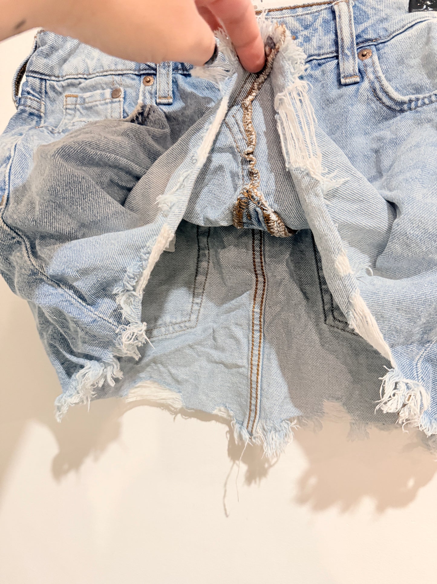& Denim Distressed Denim Shorts Size S