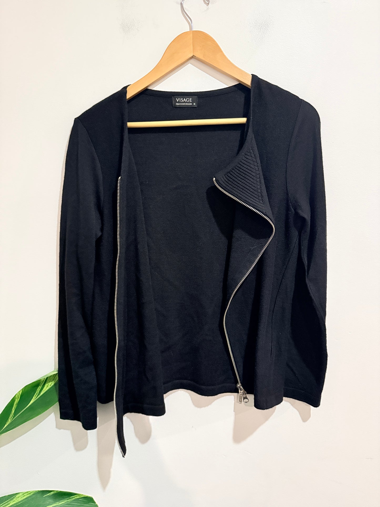 Visage (NZ Made) Ribbed Knit Full-zip Cardigan Sweater Size 14