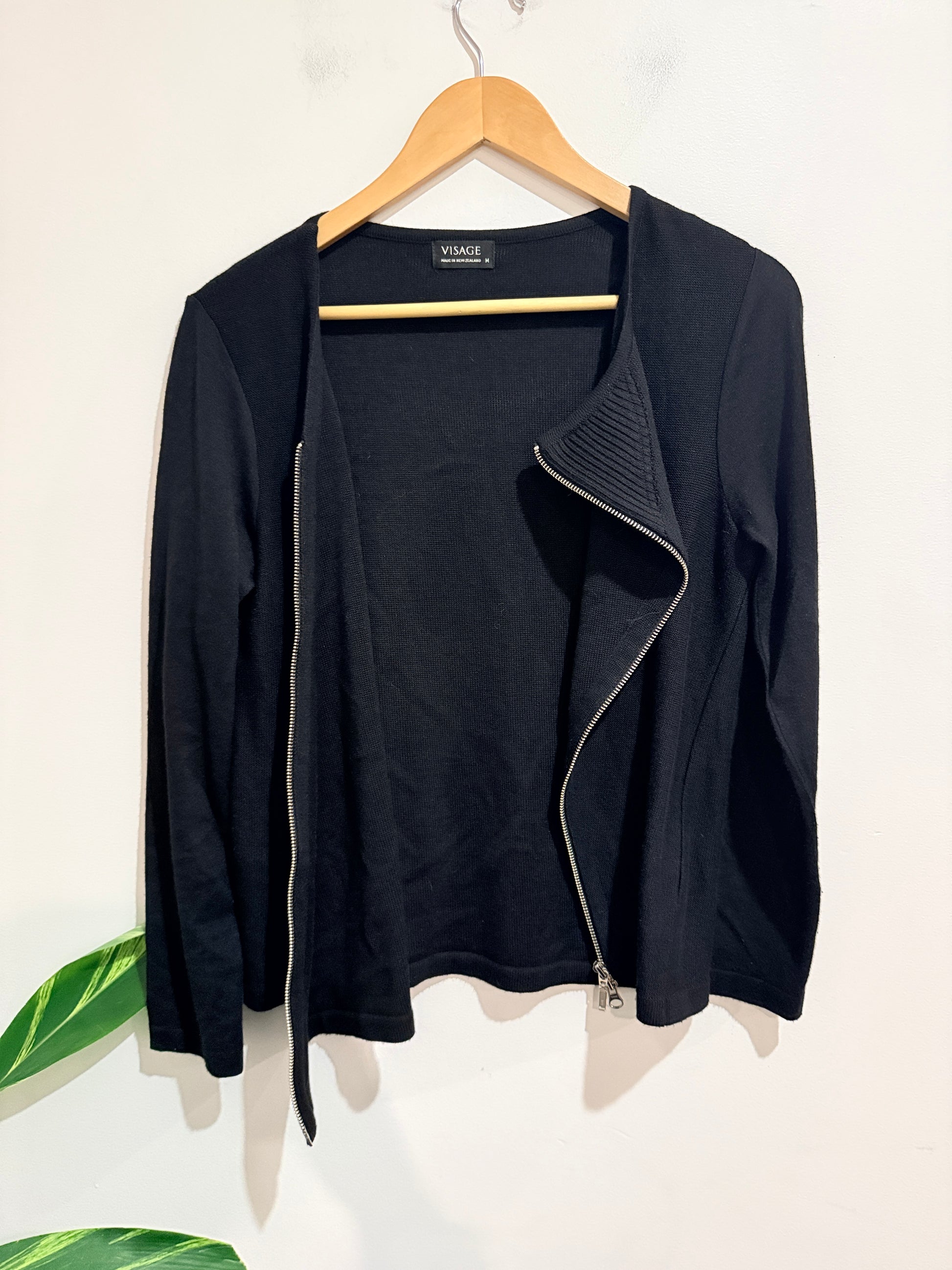 Visage (NZ Made) Ribbed Knit Full-zip Cardigan Sweater Size 14