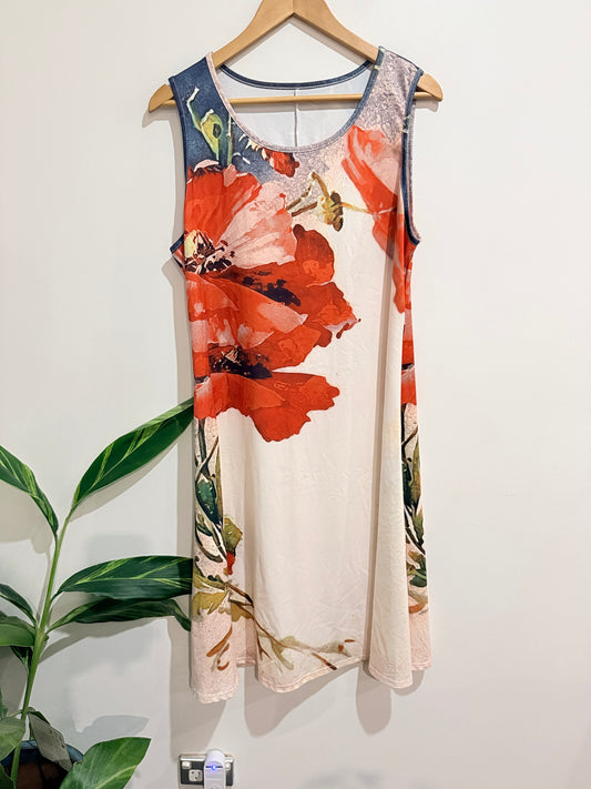 Sleeveless Floral Maxi Dress Size U/arm to U/Arm 53cm