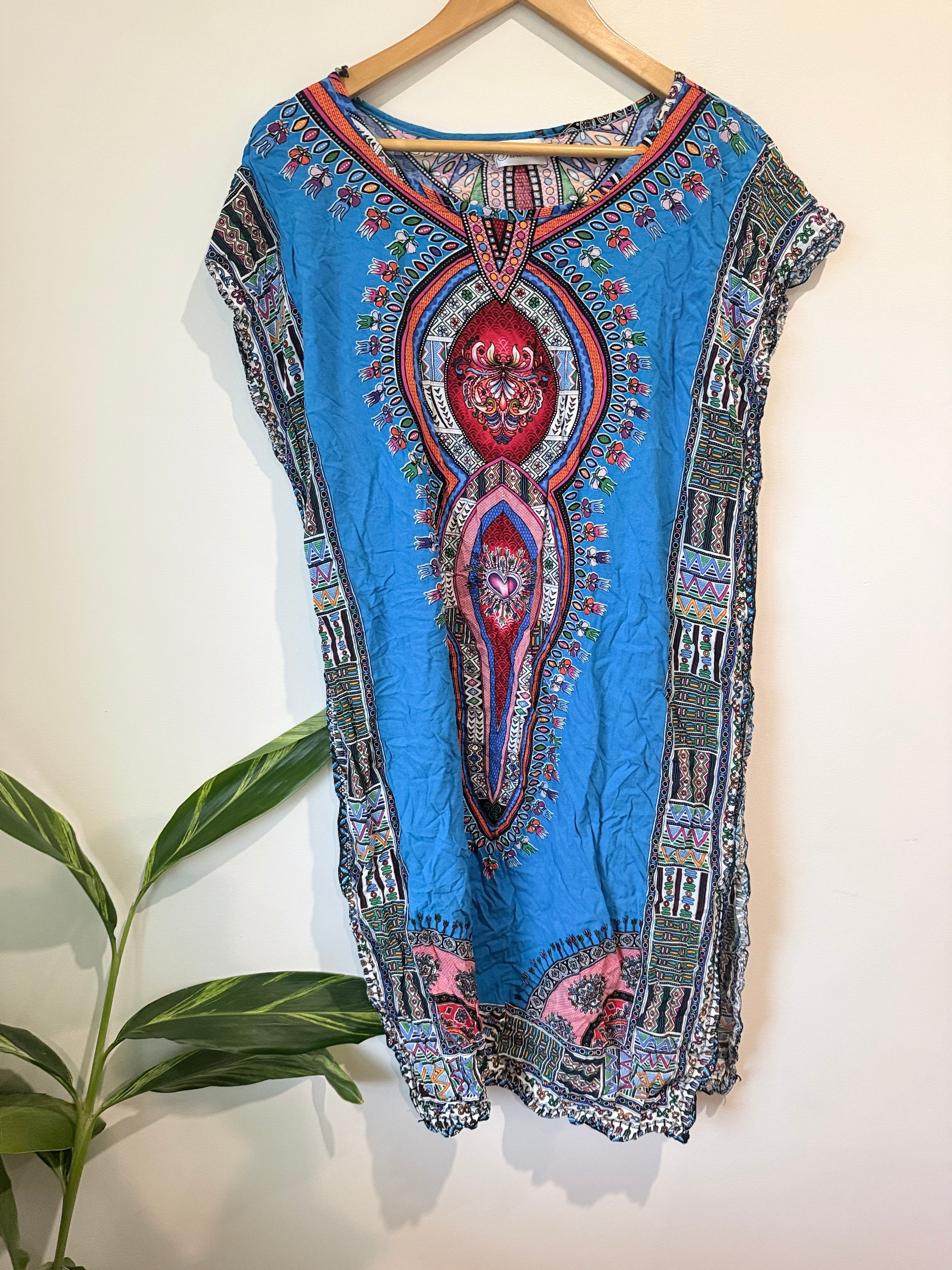 Yaduoer Dashiki-style Kaftan Mini Dress Size U/Arm to U/Arm 64cm