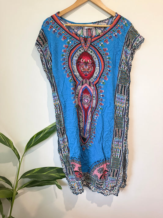 Yaduoer Dashiki-style Kaftan Mini Dress Size U/Arm to U/Arm 64cm