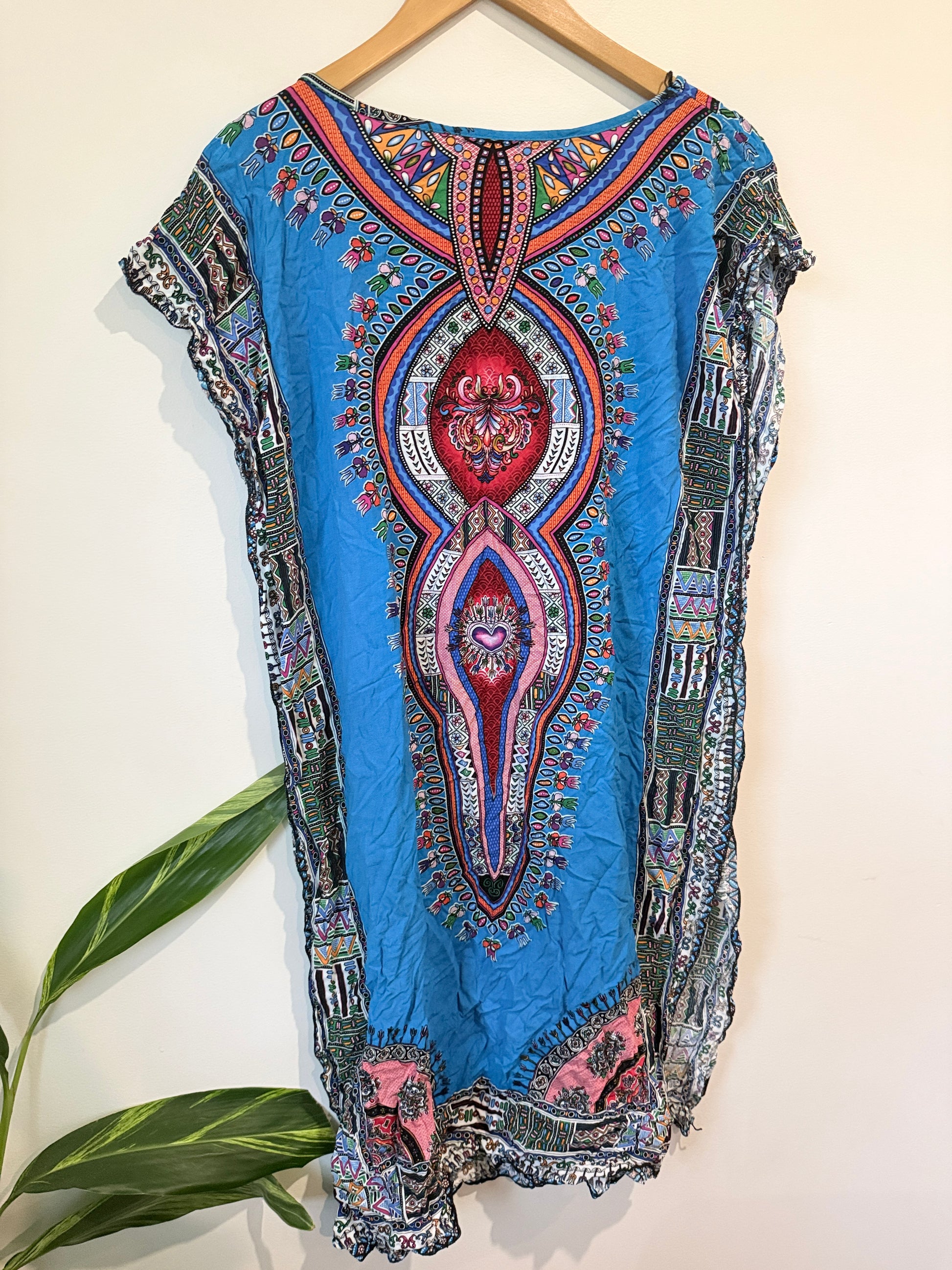 Yaduoer Dashiki-style Kaftan Mini Dress Size U/Arm to U/Arm 64cm