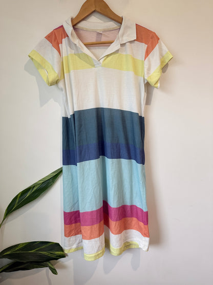 Lindros Multi Striped Polo Dress Size M