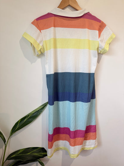 Lindros Multi Striped Polo Dress Size M