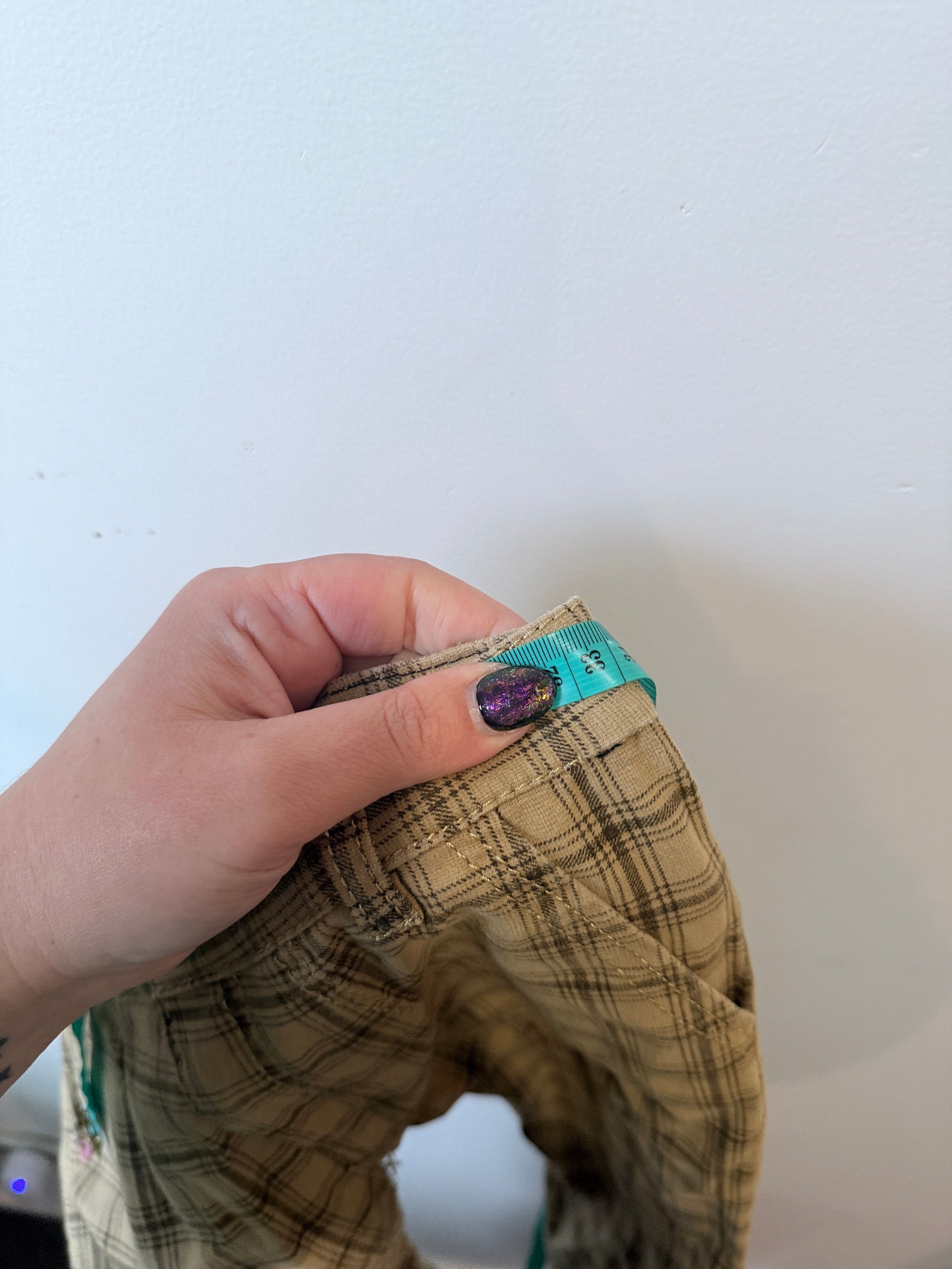 Brand Unknown Plaid Trousers Size Waist: 66cm