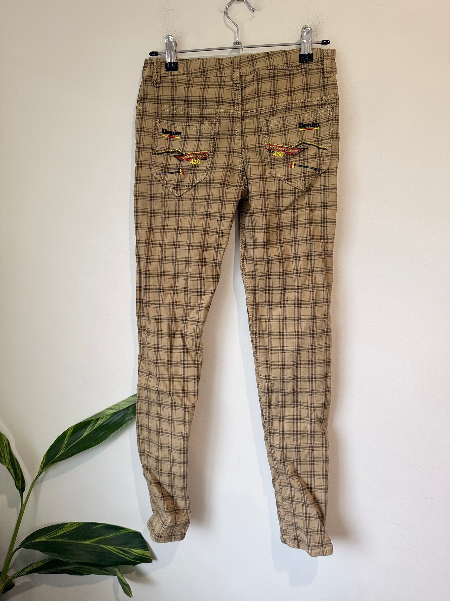 Brand Unknown Plaid Trousers Size Waist: 66cm