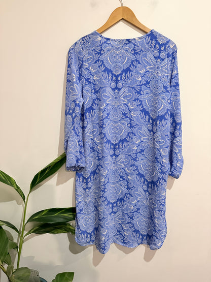 Fashion House Paisley Patterned Tunic Dress Size M | U/Arm to U/Arm 52cm