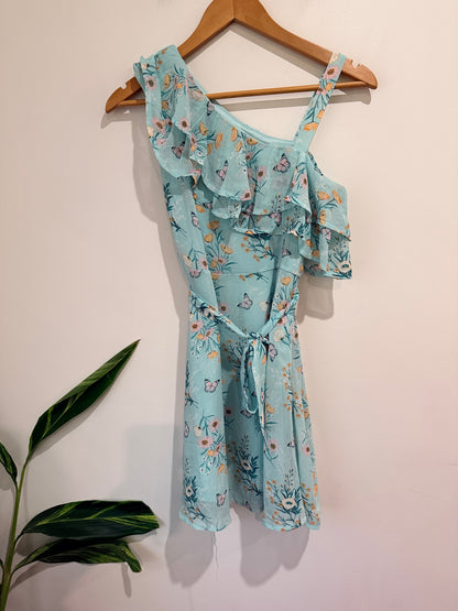 Floral Print One-shoulder Dress Size Suite age 12