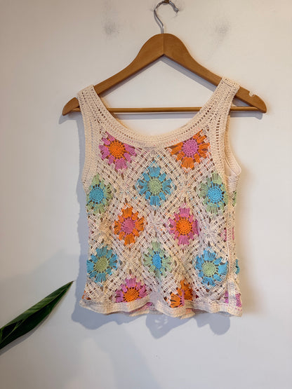 Miss Mango Crochet Knit Tank Top Size 12