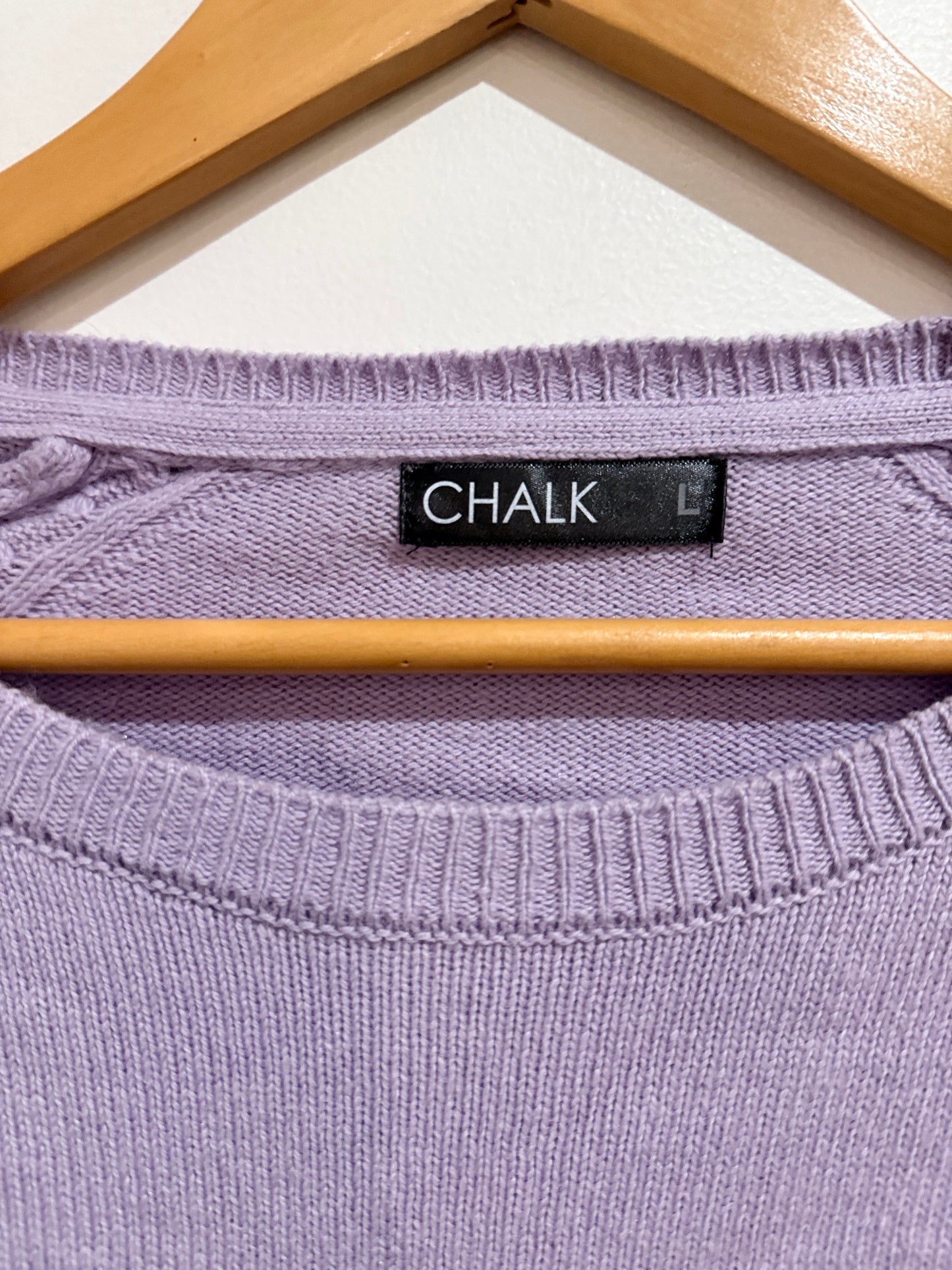 Chalk Crew Neck Cable Knit Sweater Size L