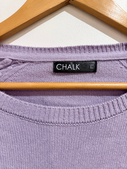 Chalk Crew Neck Cable Knit Sweater Size L