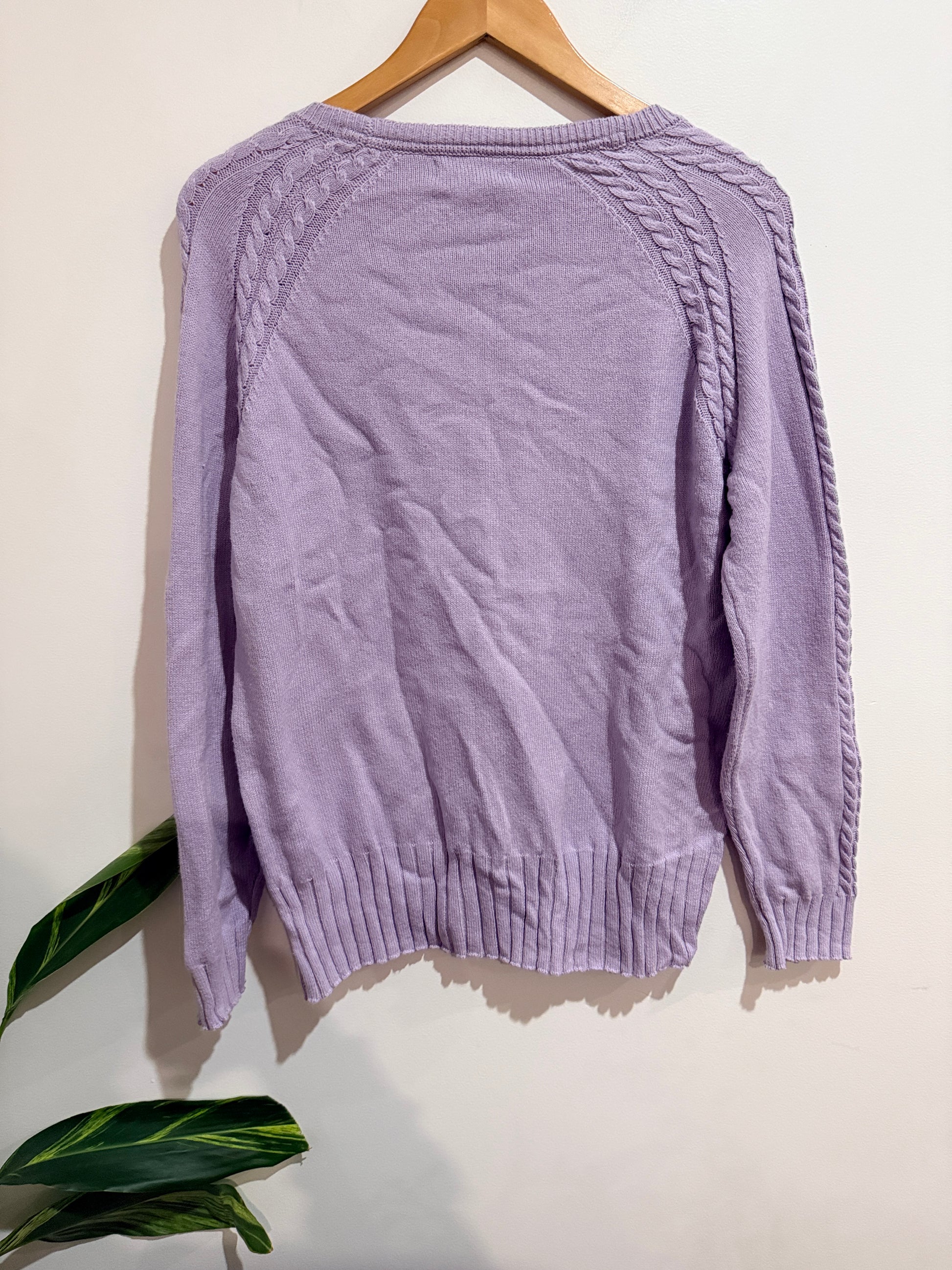 Chalk Crew Neck Cable Knit Sweater Size L