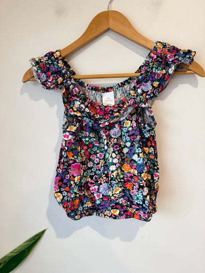 Miss Mango Floral Print Peasant-style Crop Top Size 14