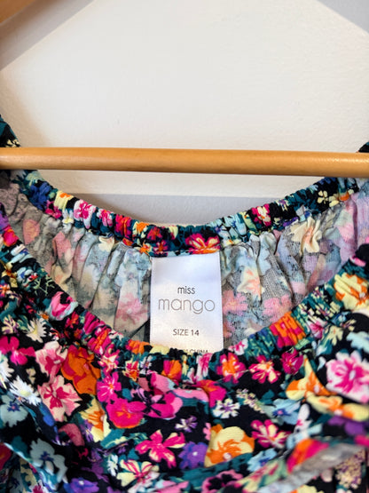 Miss Mango Floral Print Peasant-style Crop Top Size 14