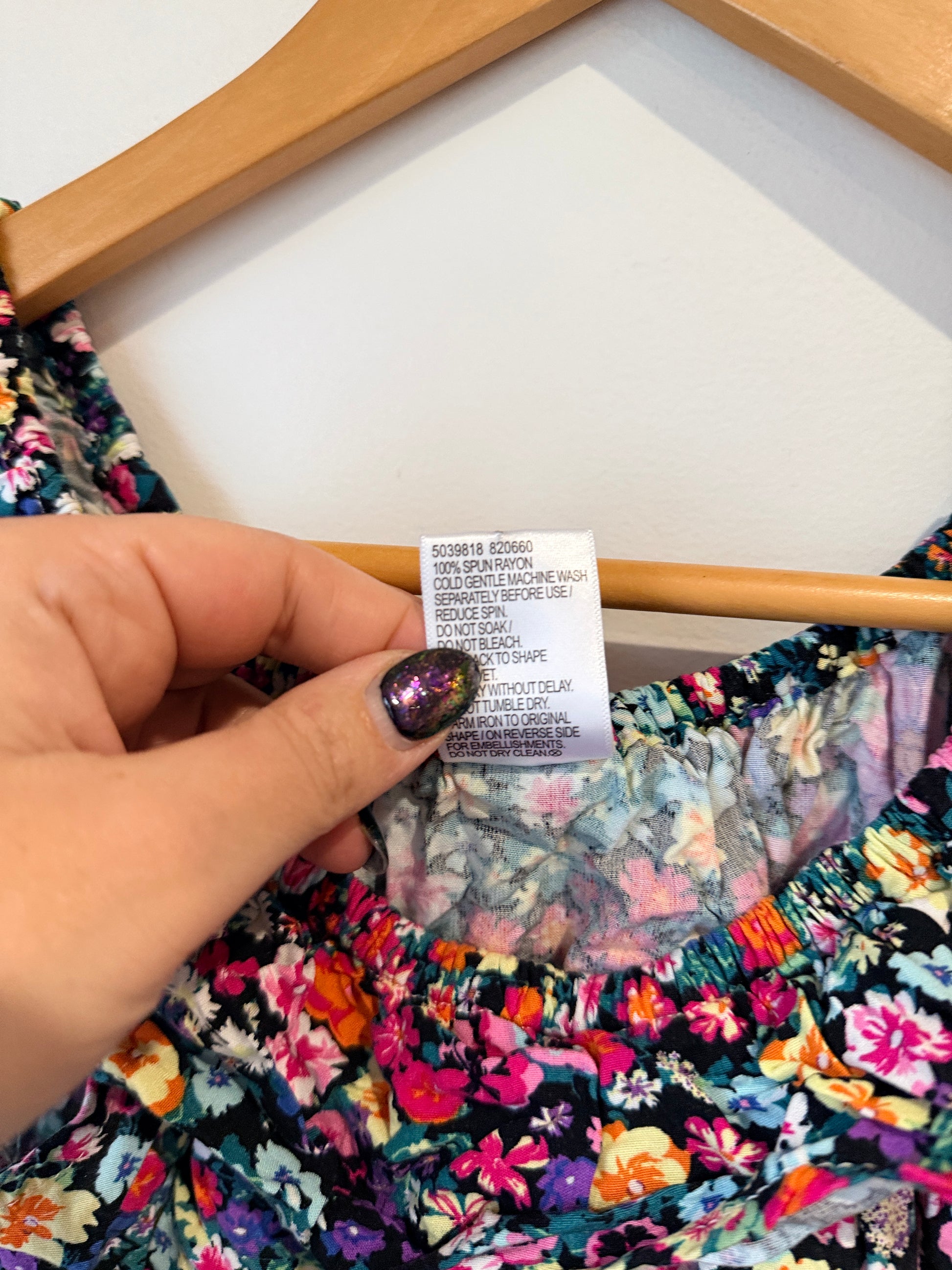 Miss Mango Floral Print Peasant-style Crop Top Size 14