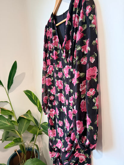 Shein Floral Long-sleeve Dress Size L