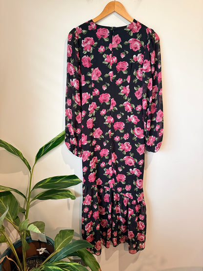 Shein Floral Long-sleeve Dress Size L