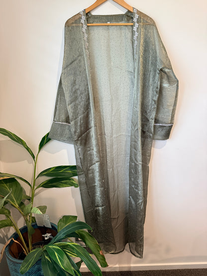 Shimmering Open Front Duster Abaya Size 54 | U/Arm to U/Arm 62cm