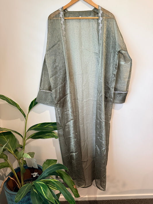 Shimmering Open Front Duster Abaya Size 54 | U/Arm to U/Arm 62cm
