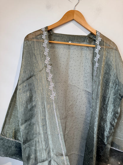 Shimmering Open Front Duster Abaya Size 54 | U/Arm to U/Arm 62cm
