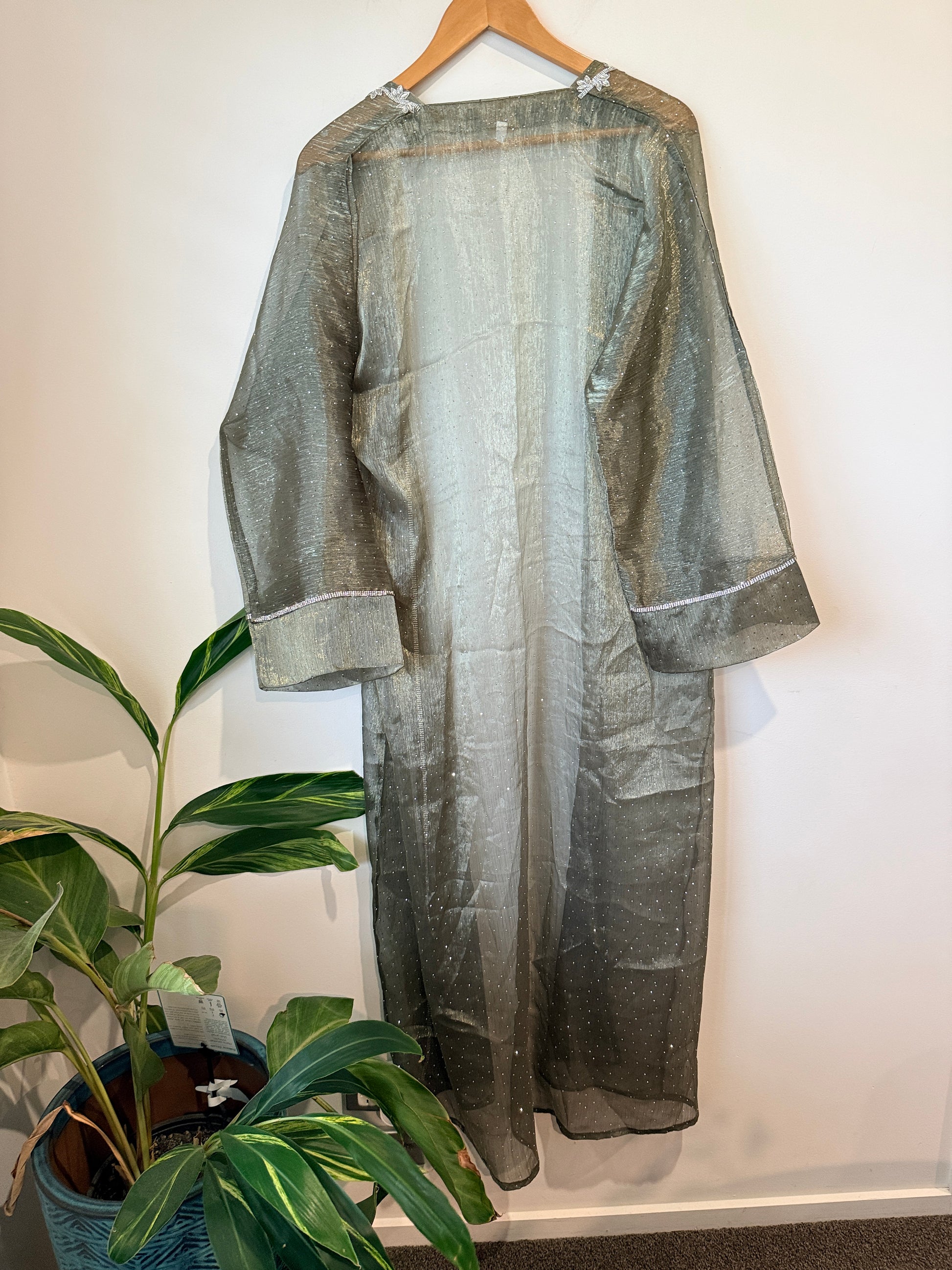 Shimmering Open Front Duster Abaya Size 54 | U/Arm to U/Arm 62cm